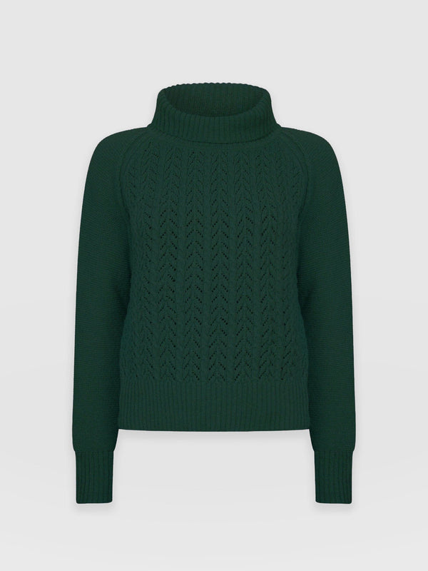 Brook Cable Knit Jumper - Green