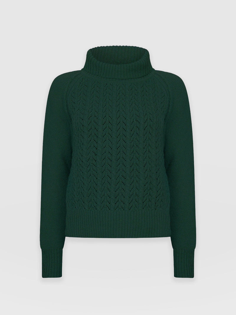 Brook Cable Knit Jumper - Green