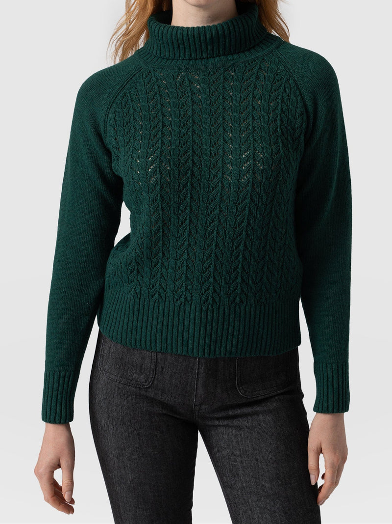 Brook Cable Knit Jumper - Green