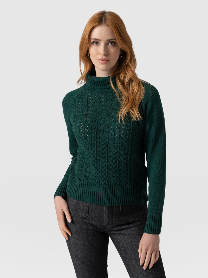 Brook Cable Knit Jumper - Green