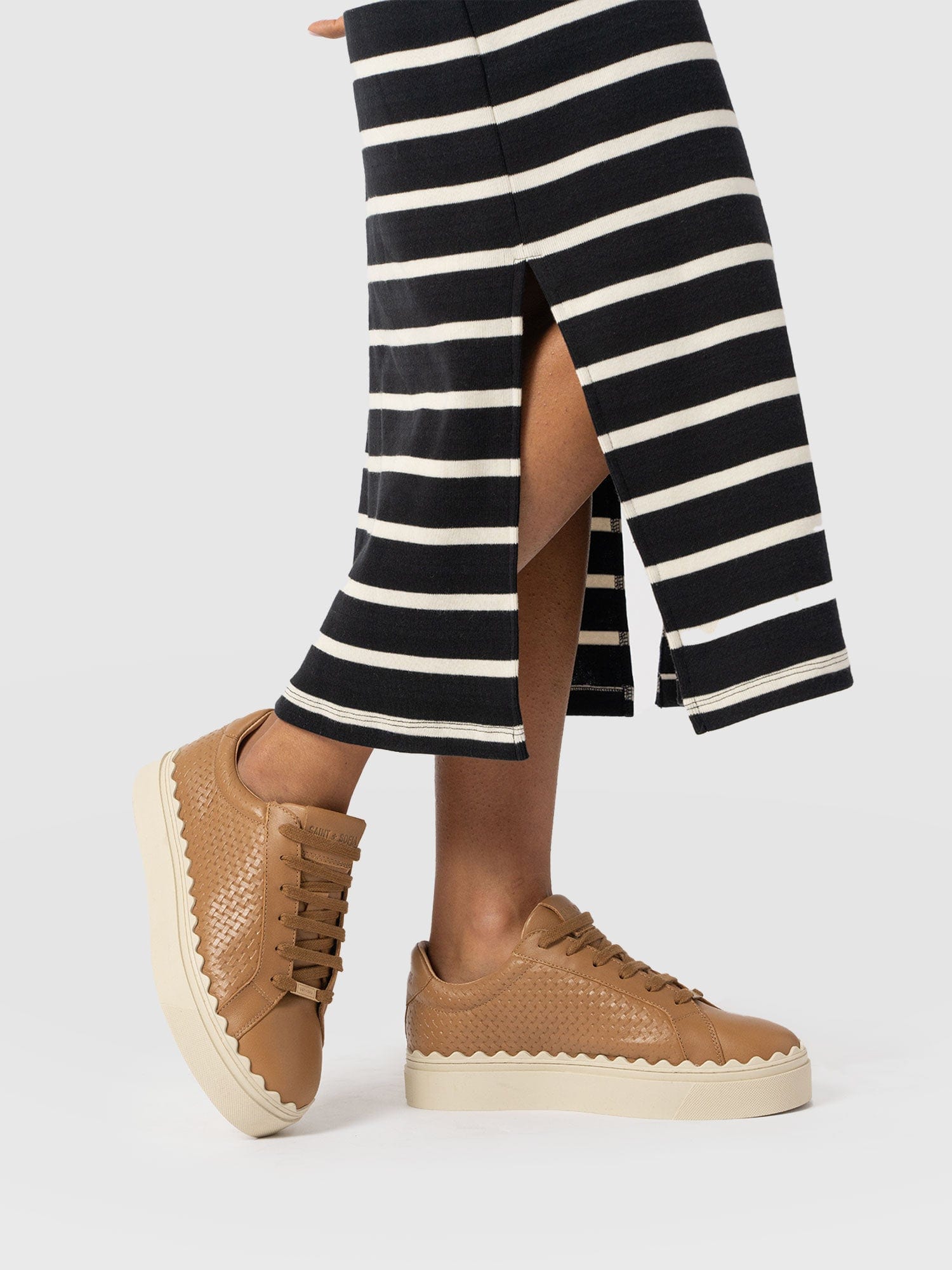 Brook Scallop Trainer Tan - Women's Trainers | Saint + Sofia® UK