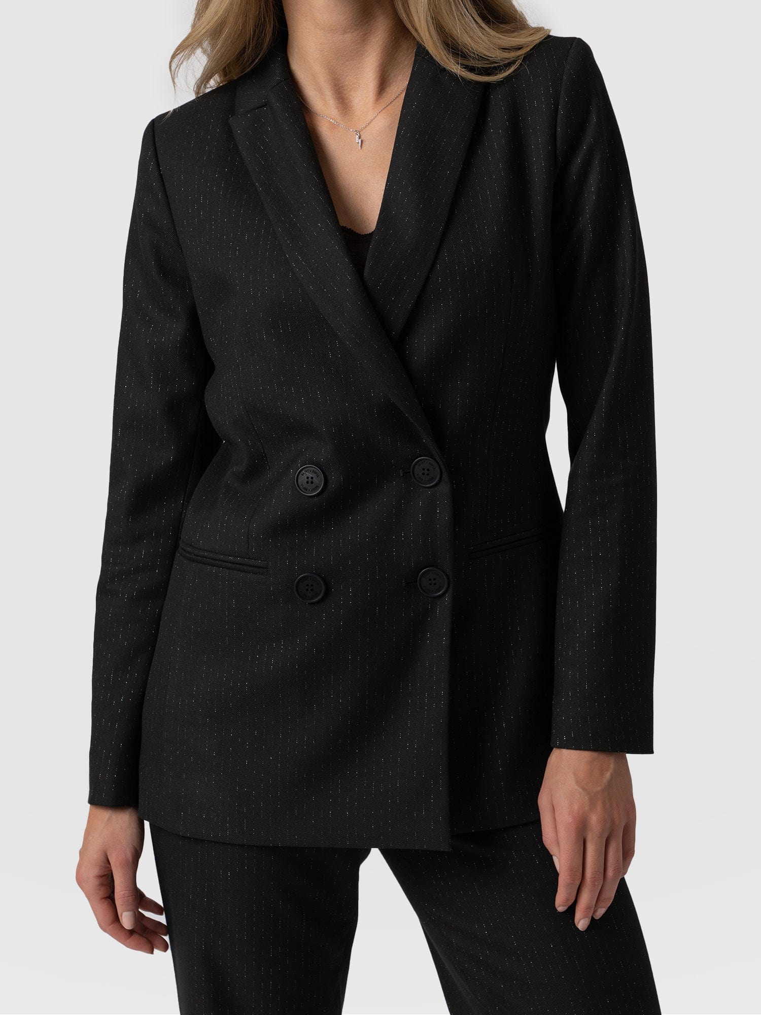 Cambridge Blazer Black Pinstripe - Women's Blazers | Saint + Sofia® UK