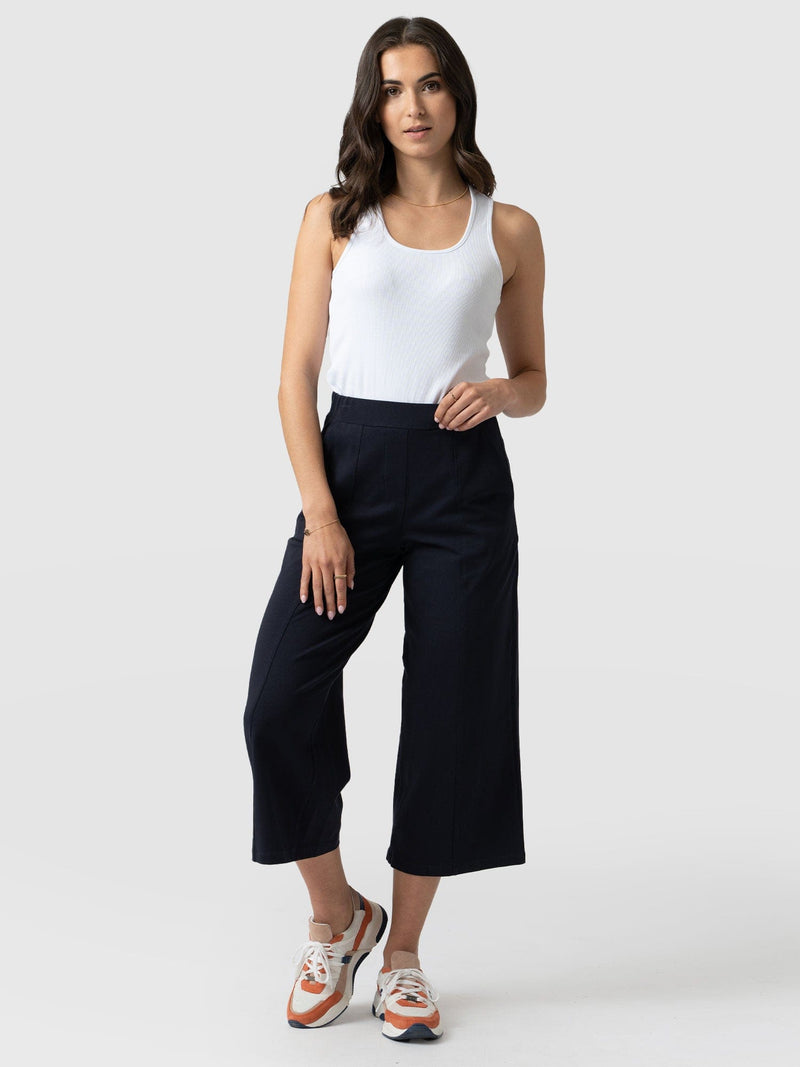 Cara Wide Leg Culotte - Navy