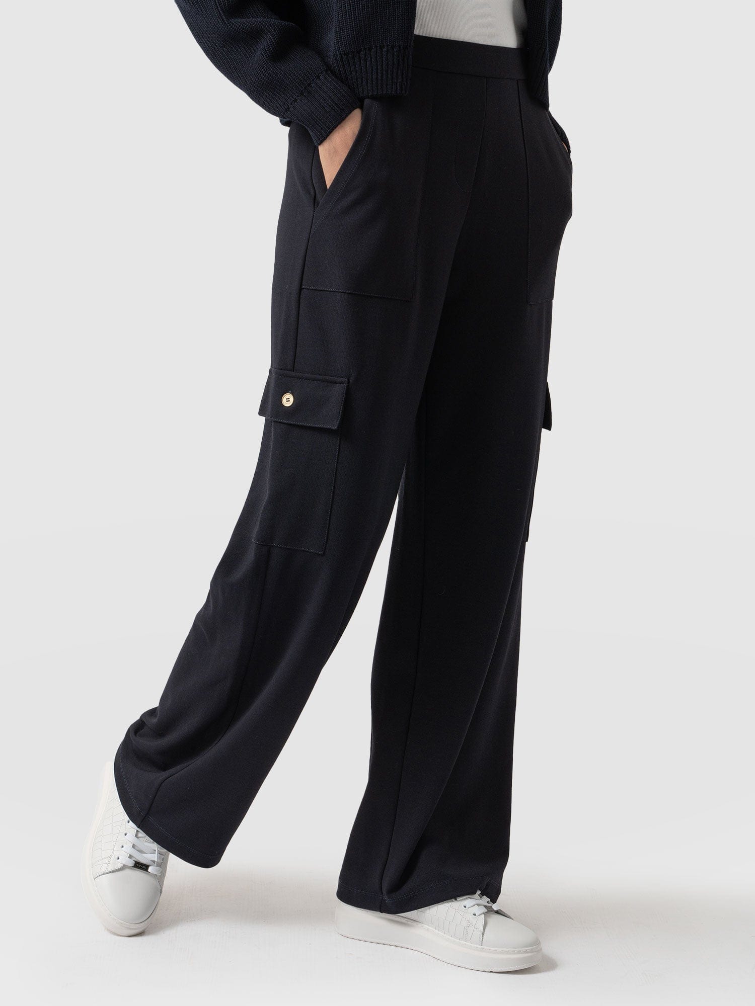Cargo Chelsea Wide Leg Pant Navy  - Women's Trousers | Saint + Sofia® UK
