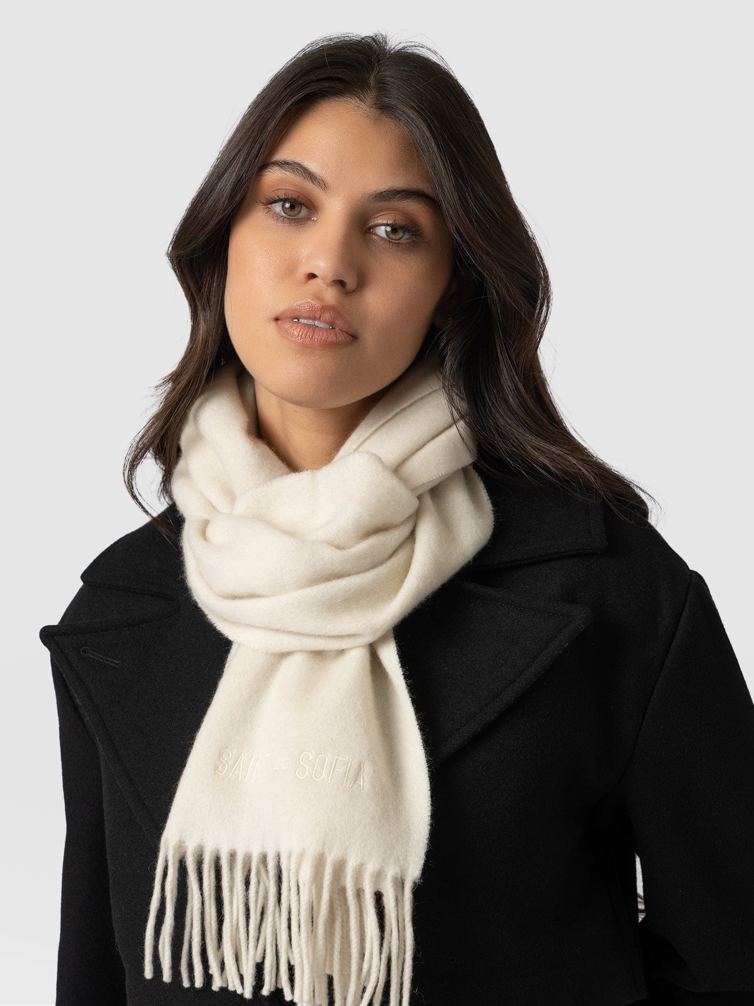 Cashmere Scarf Cream - Women's Scarves | Saint + Sofia® UK
