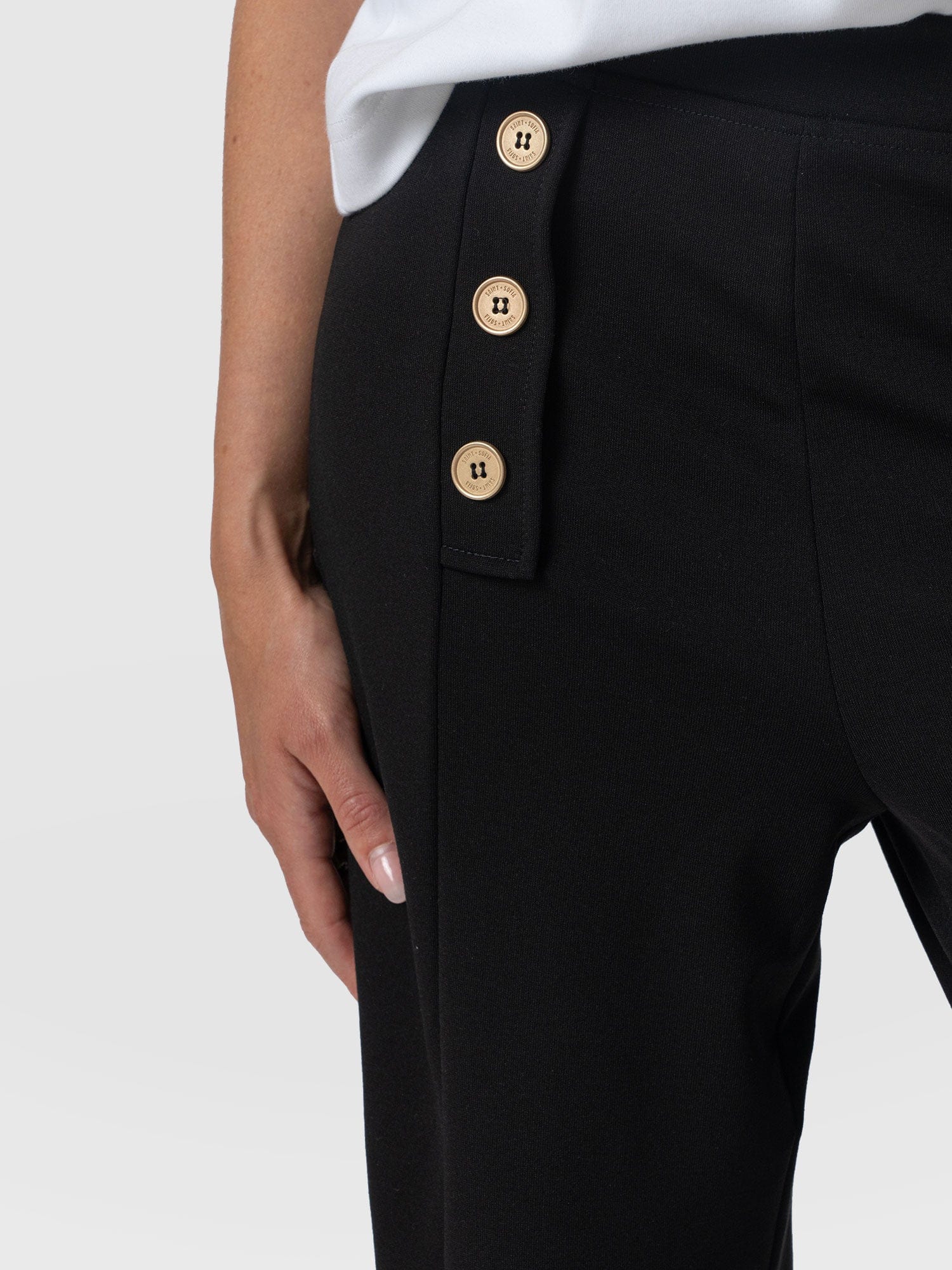 Chelsea Pant Black Jersey - Women's Trousers | Saint + Sofia® UK