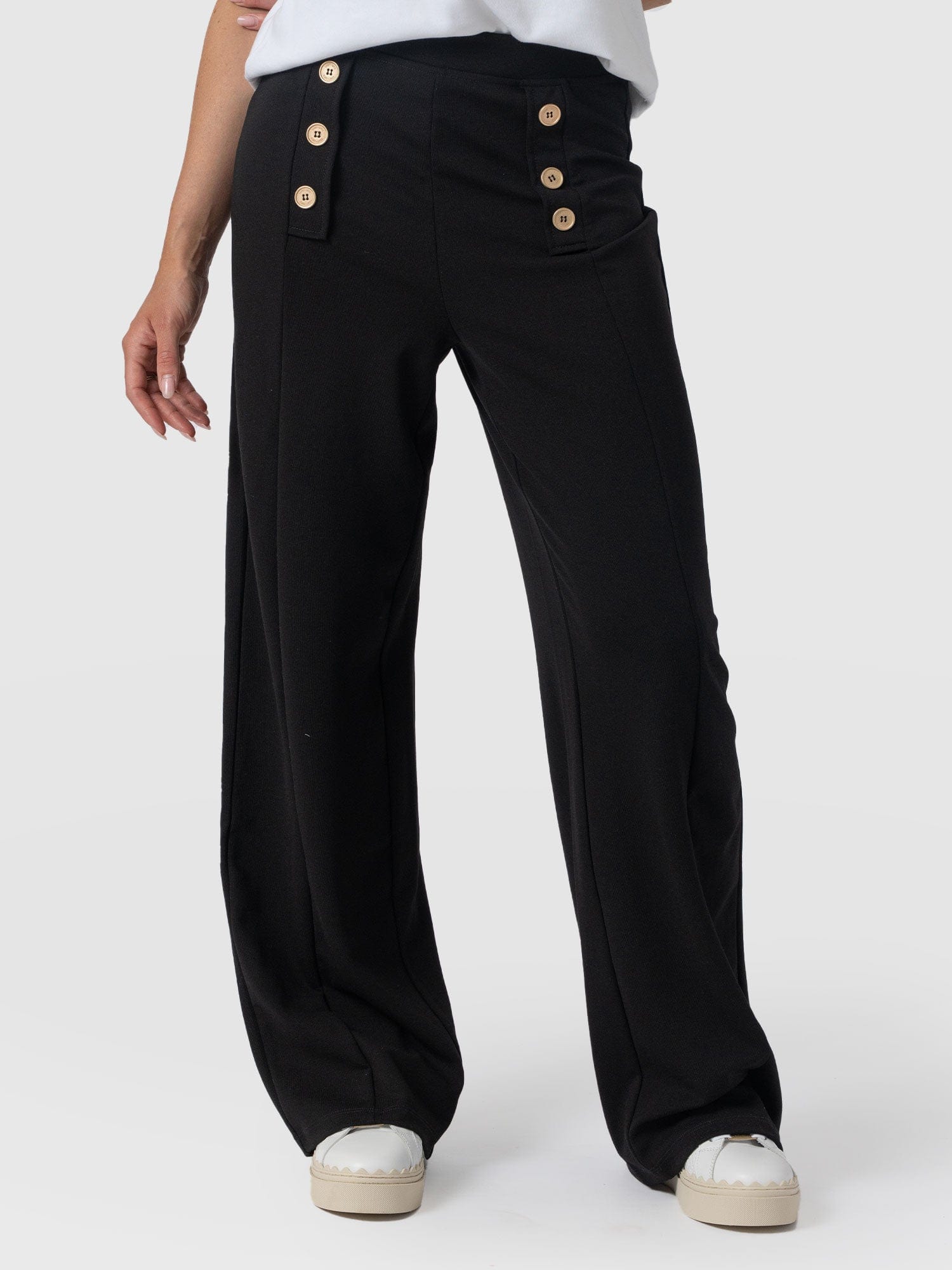 Chelsea Pant Black Jersey - Women's Trousers | Saint + Sofia® UK