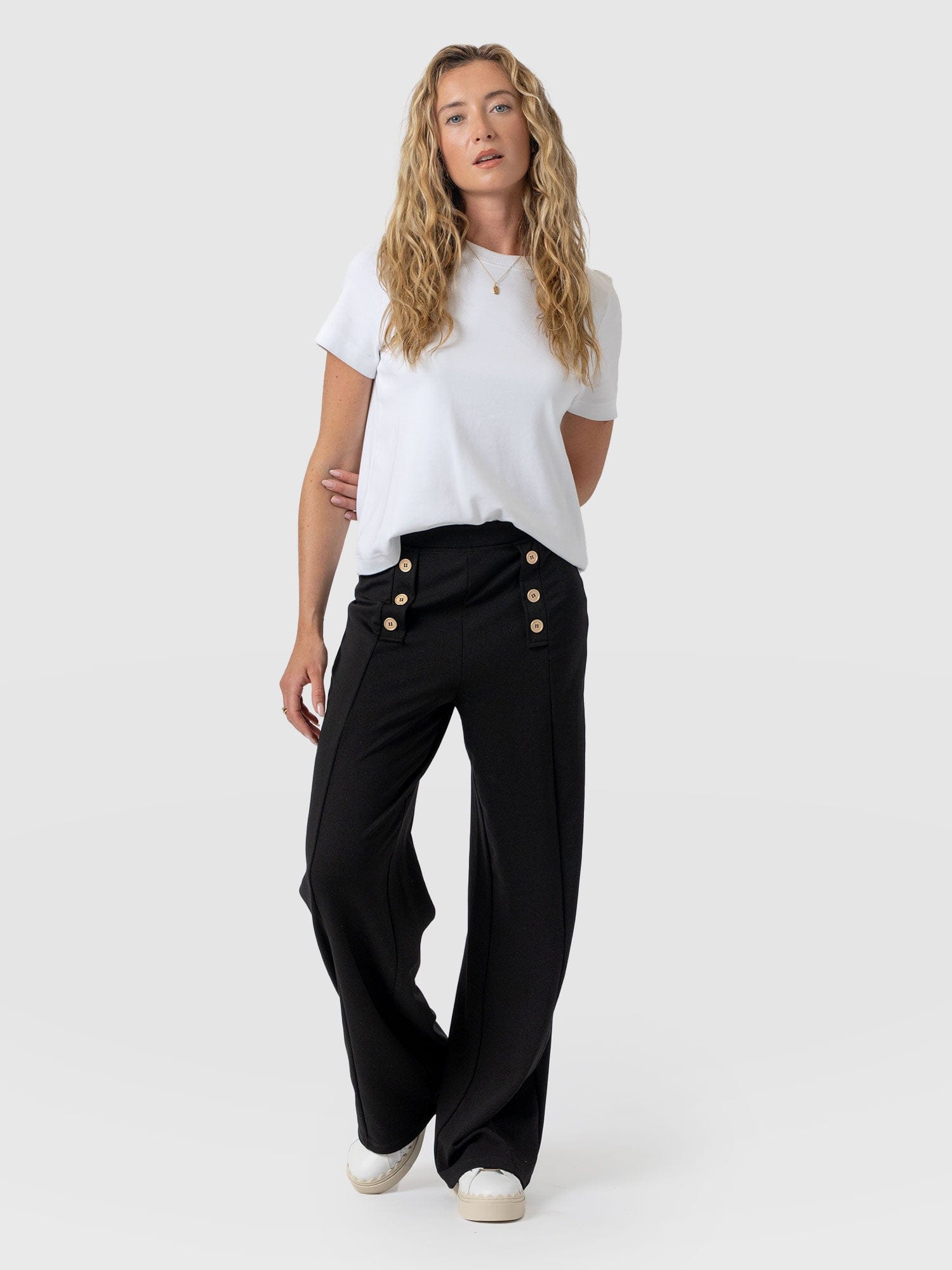 Chelsea Pant Black Jersey - Women's Trousers | Saint + Sofia® UK