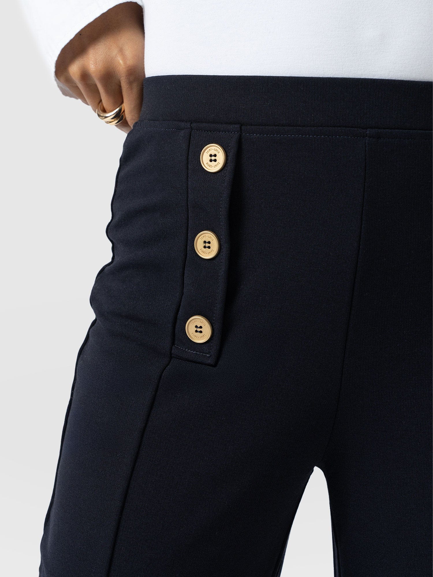 Chelsea Pant Navy Jersey - Women's Trousers | Saint + Sofia® UK