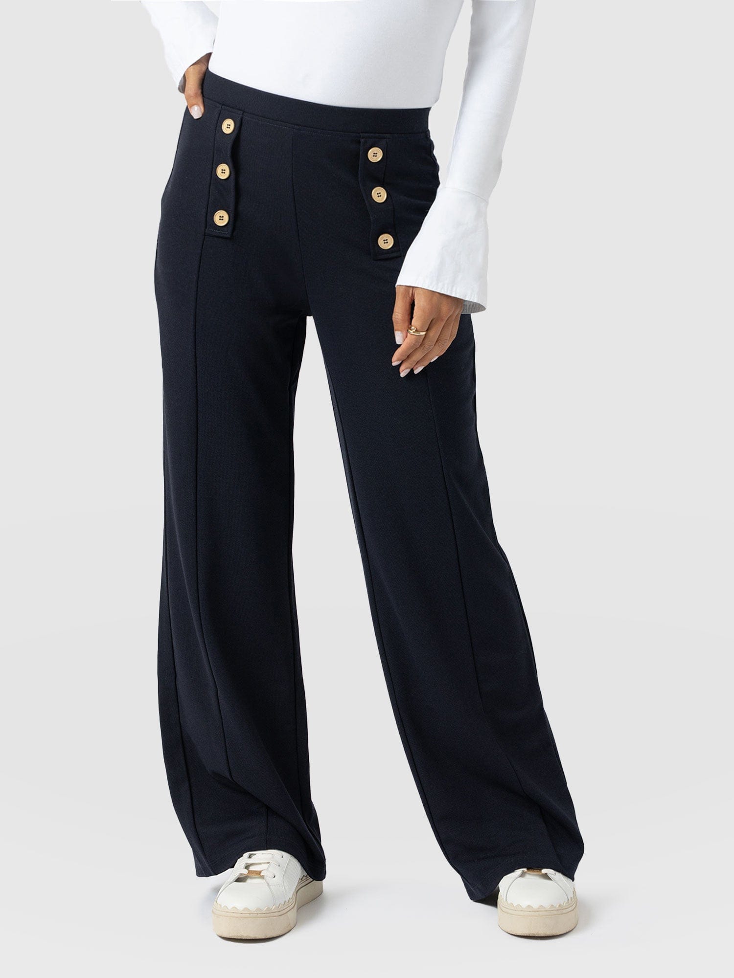 Chelsea Pant Navy Jersey - Women's Trousers | Saint + Sofia® UK