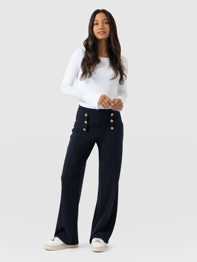 Chelsea Pant Navy Jersey - Women's Trousers | Saint + Sofia® UK
