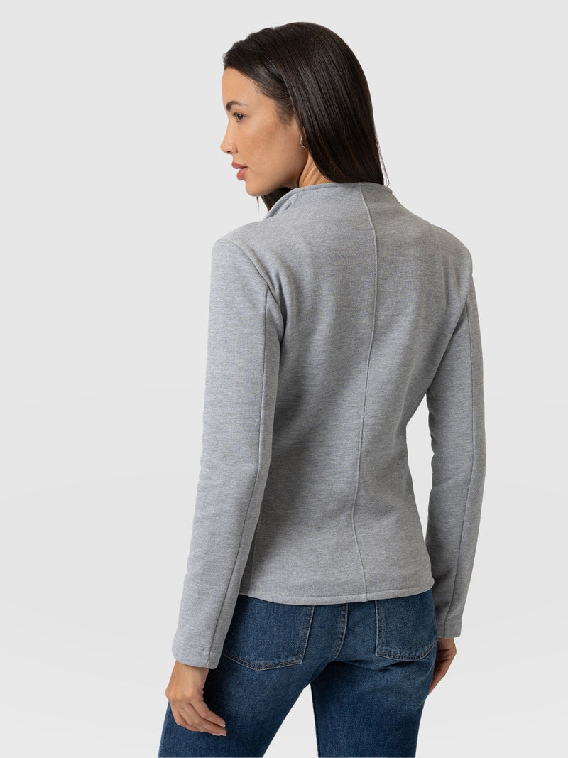 Cotton Biker Jacket - Grey Melange