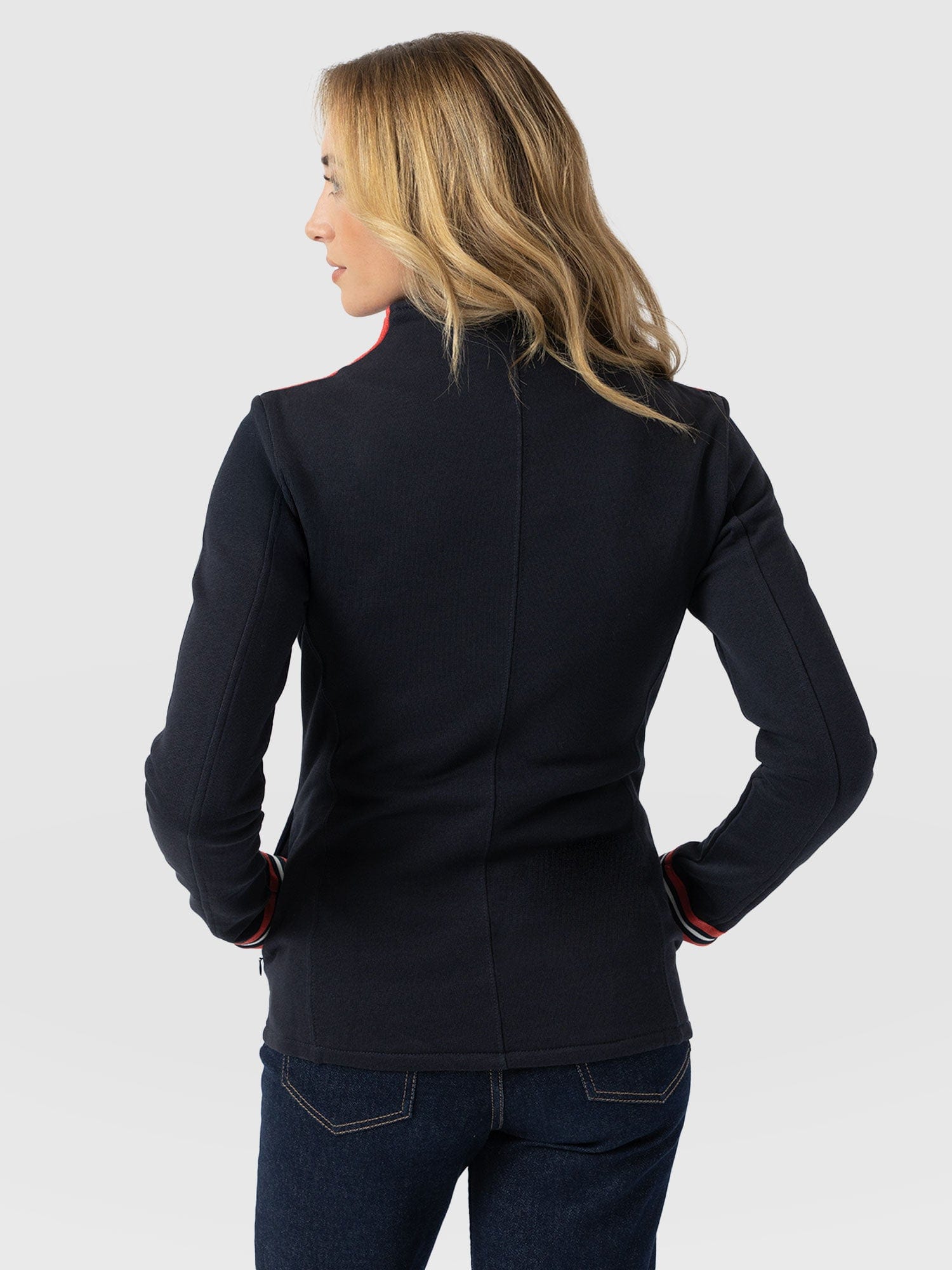 Cotton Biker Jacket Navy Stripe - Women's Jackets | Saint + Sofia® UK