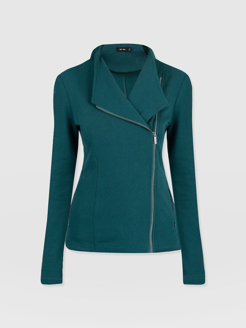 Cotton Biker Jacket - Teal