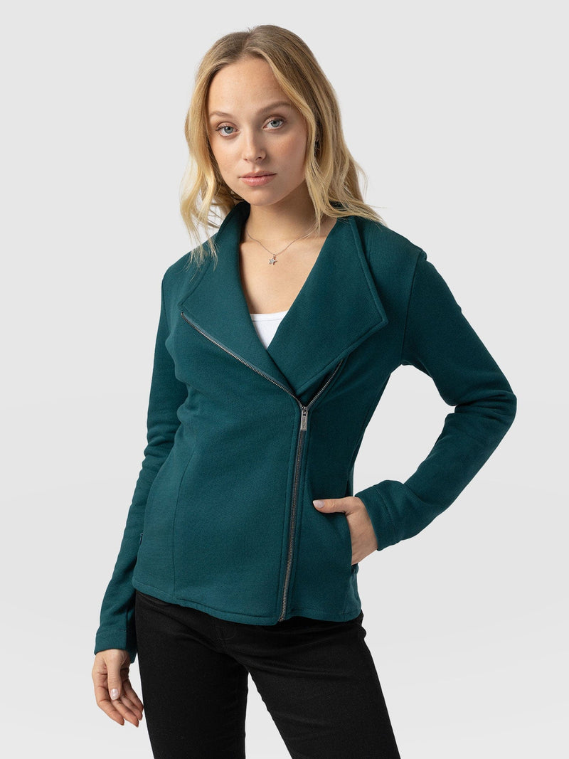 Cotton Biker Jacket - Teal