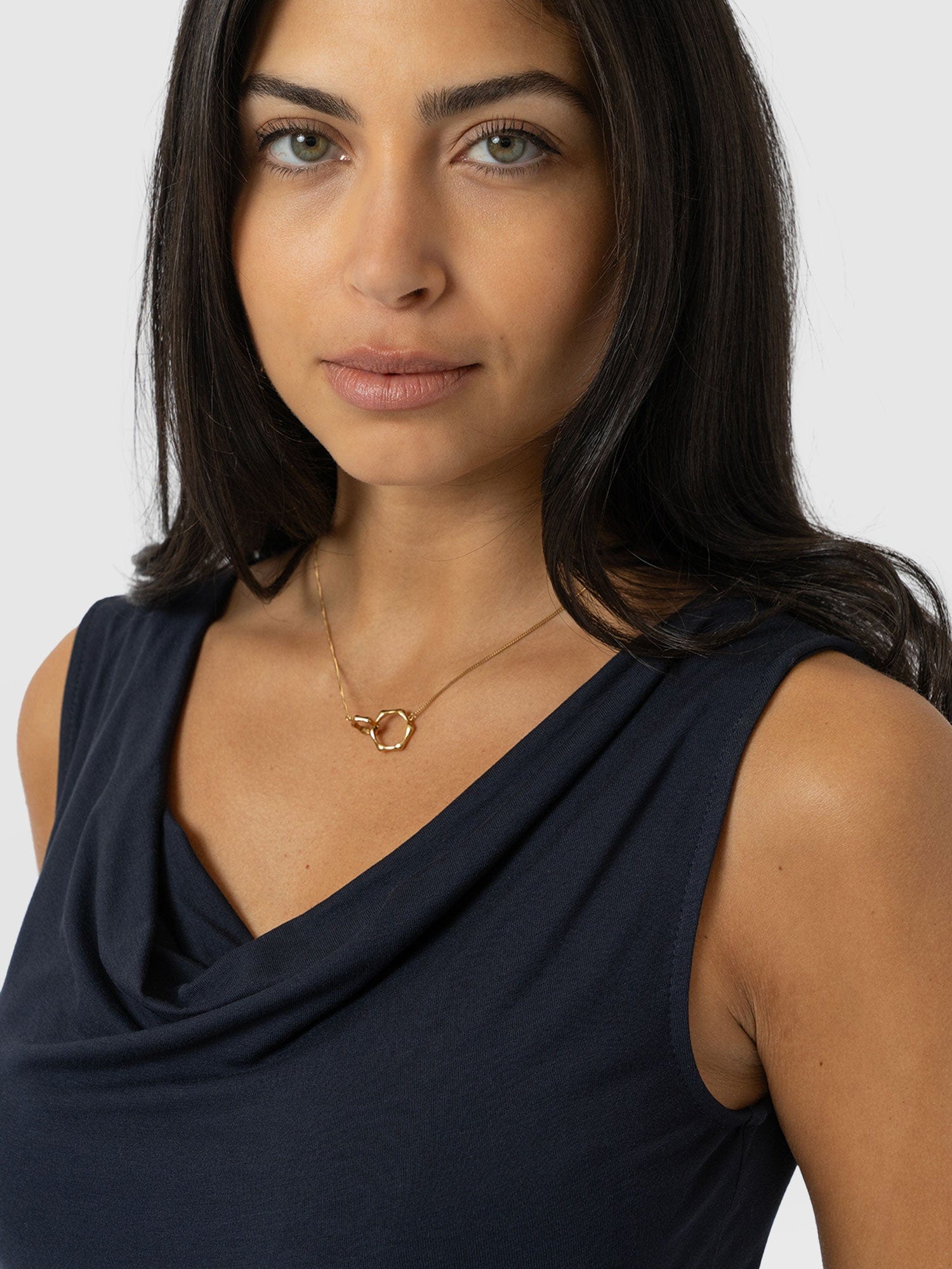 Cowl Neck Cami Navy - Women's T-Shirts | Saint + Sofia® UK