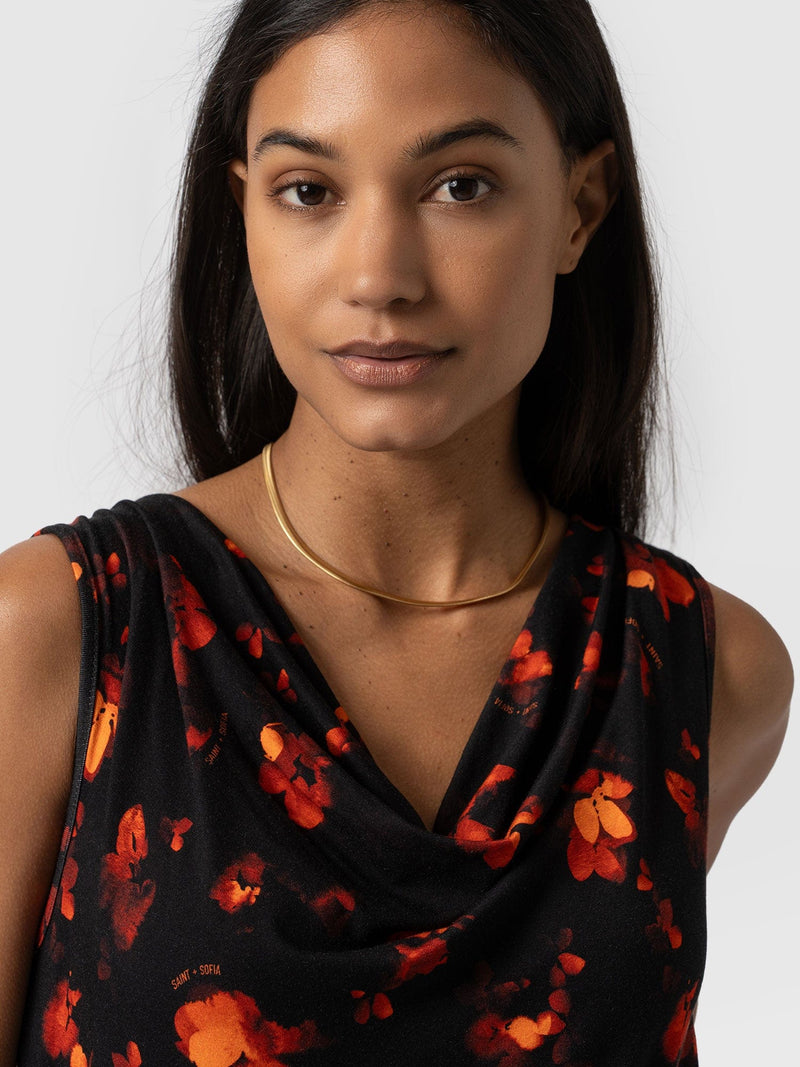 Cowl Neck Cami - Red Aurora