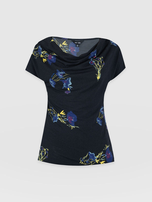 Cowl Neck Tee - Blue Lily Gardens