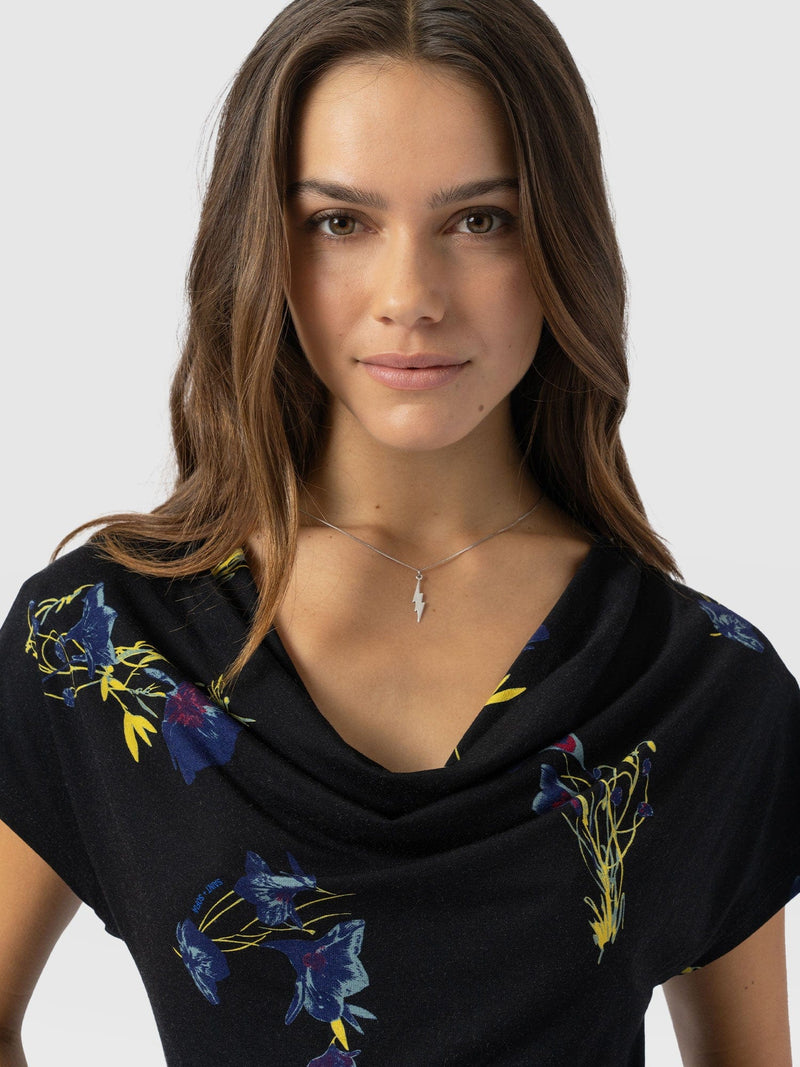 Cowl Neck Tee - Blue Lily Gardens