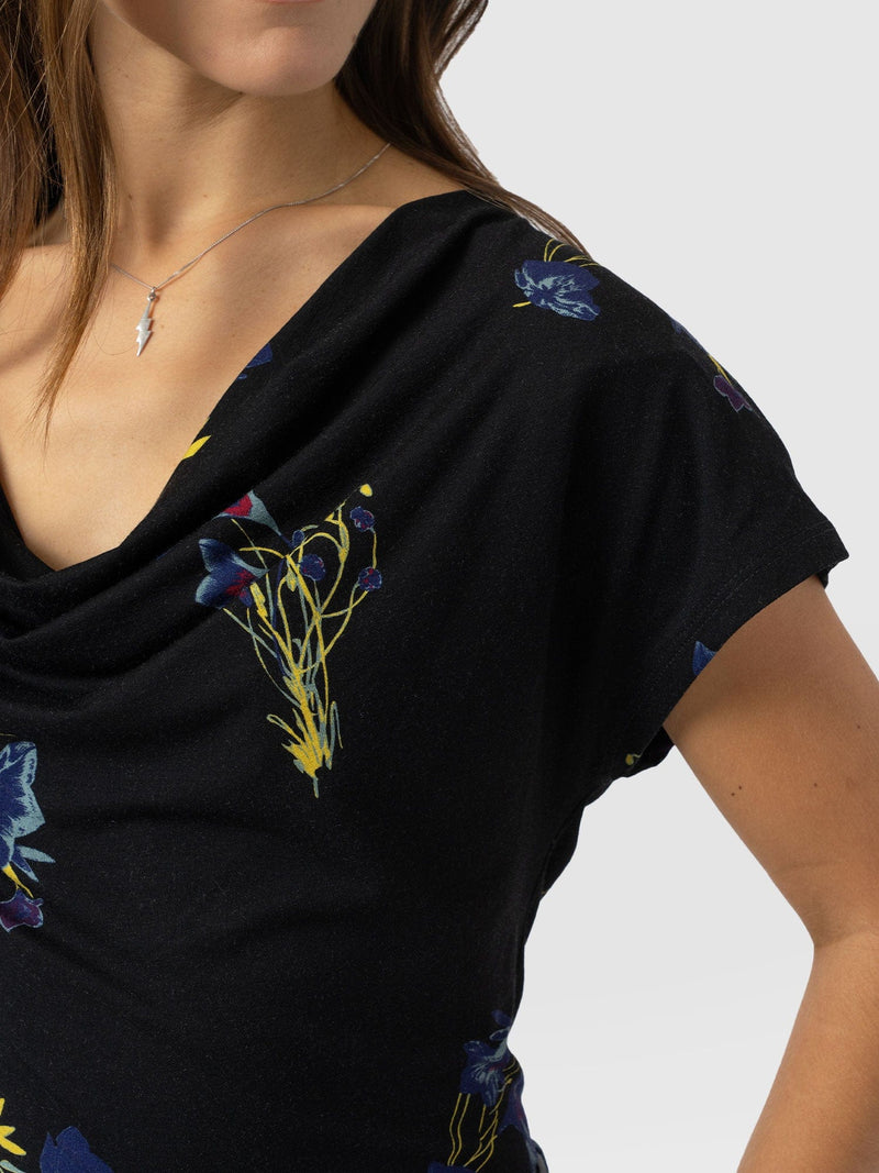 Cowl Neck Tee - Blue Lily Gardens