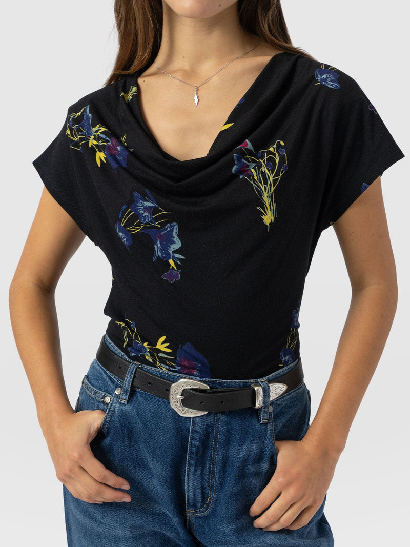 Cowl Neck Tee - Blue Lily Gardens