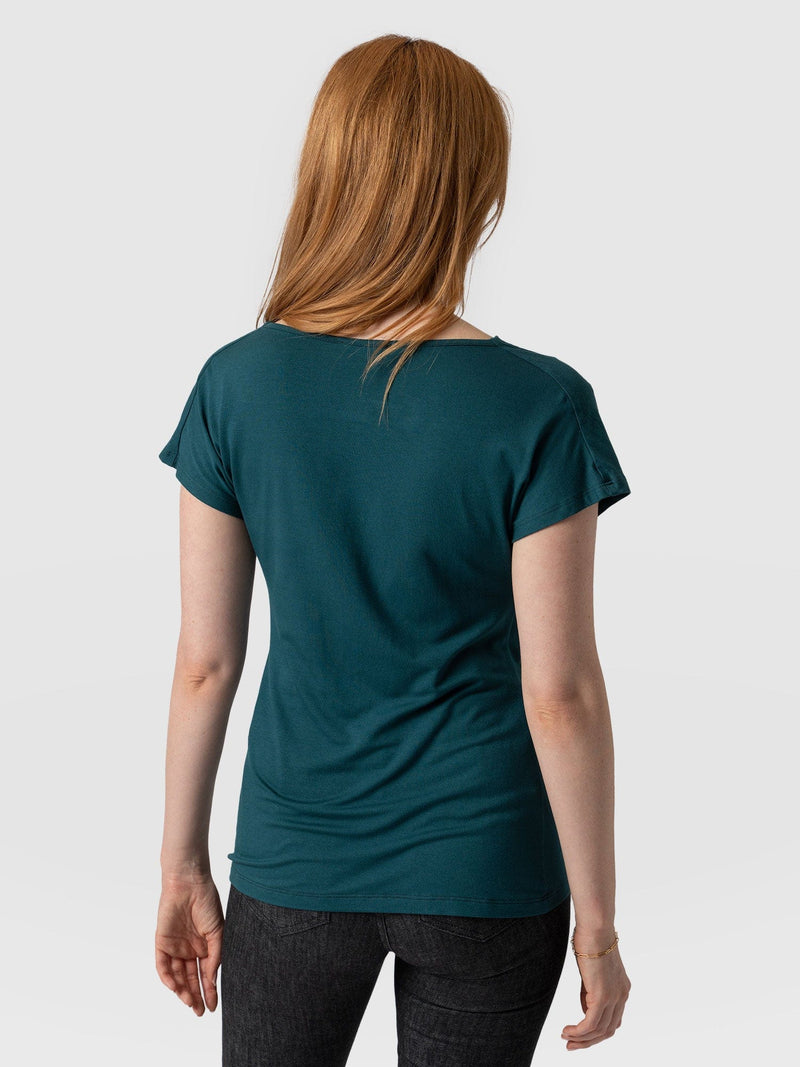 Cowl Neck Tee - Deep Green