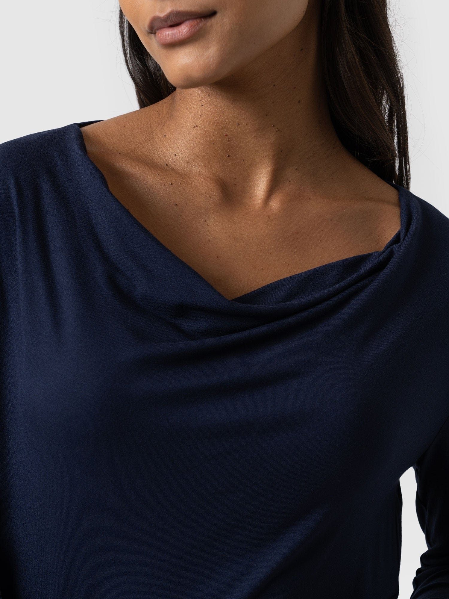 Cowl Neck Tee Navy Sleeves - Women's T-Shirts | Saint + Sofia® UK