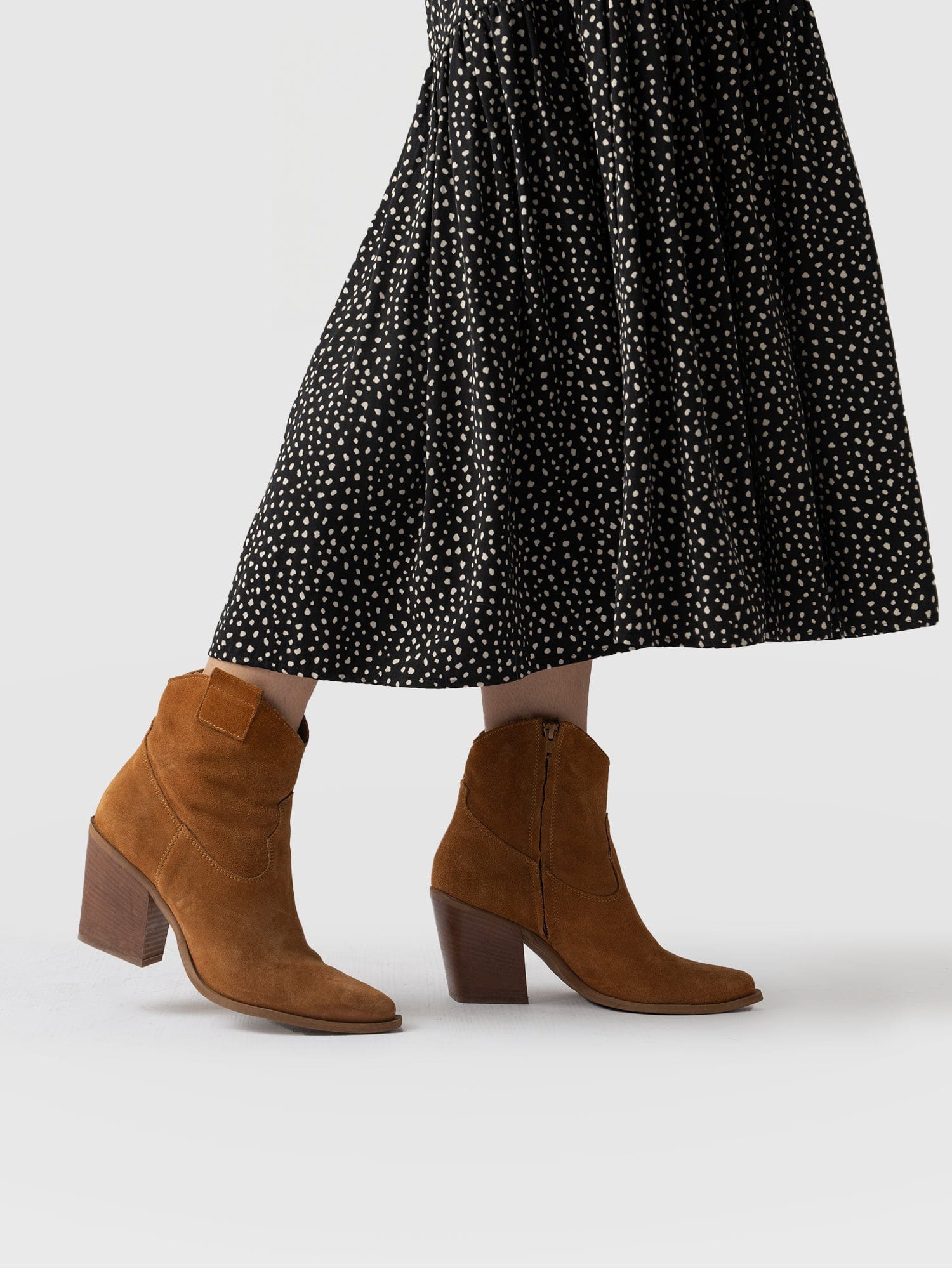 Dallas Mid Boot Tan - Women's Leather Boots | Saint + Sofia® UK