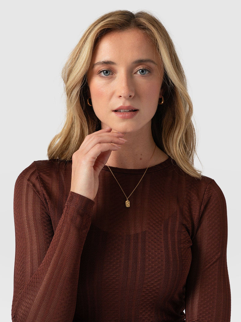 Demi Lace Long Sleeve Tee - Maroon