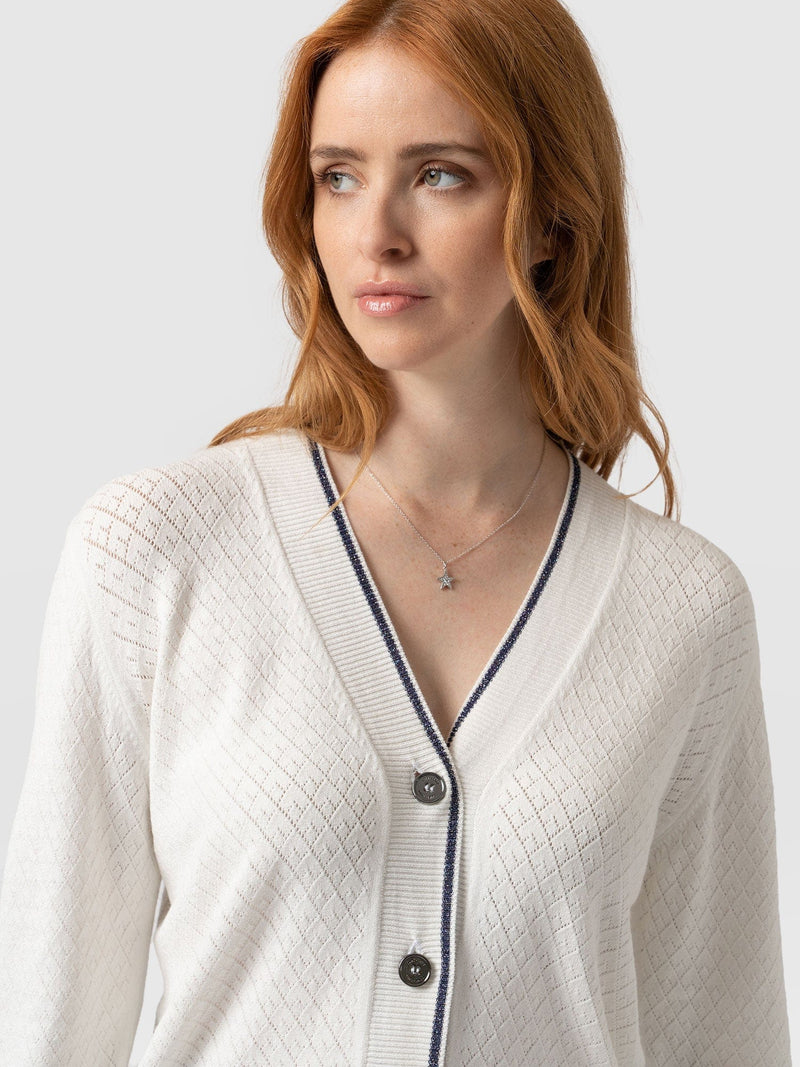 Diamond Knit Cardigan - White