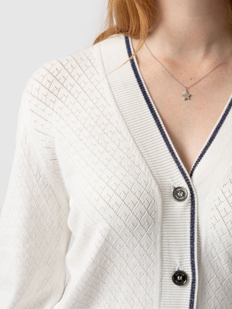 Diamond Knit Cardigan - White