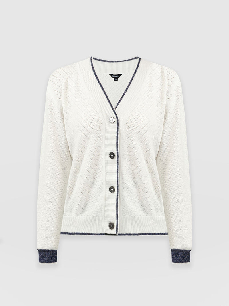 Diamond Knit Cardigan - White