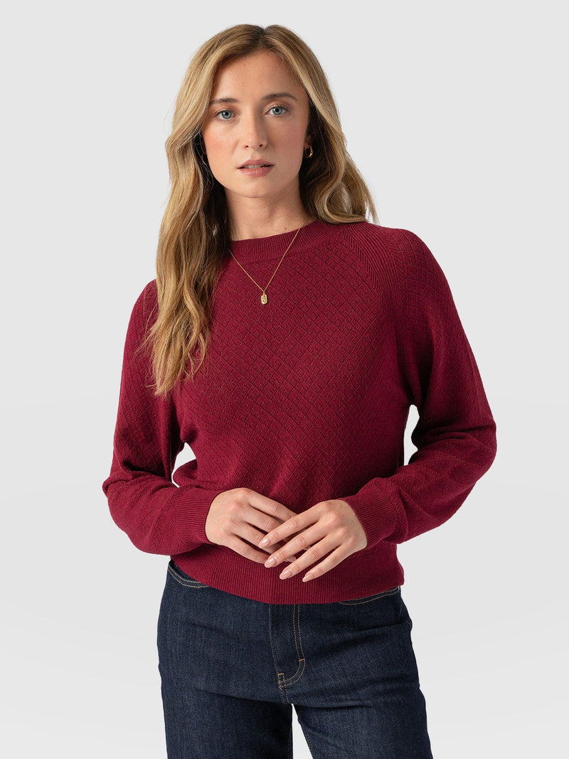 Diamond Knit Jumper - Deep Pink