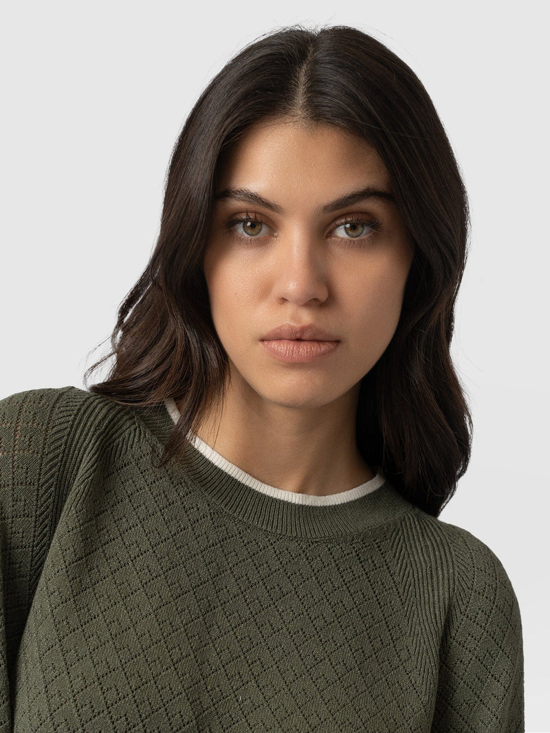 Diamond Knit Jumper - Khaki