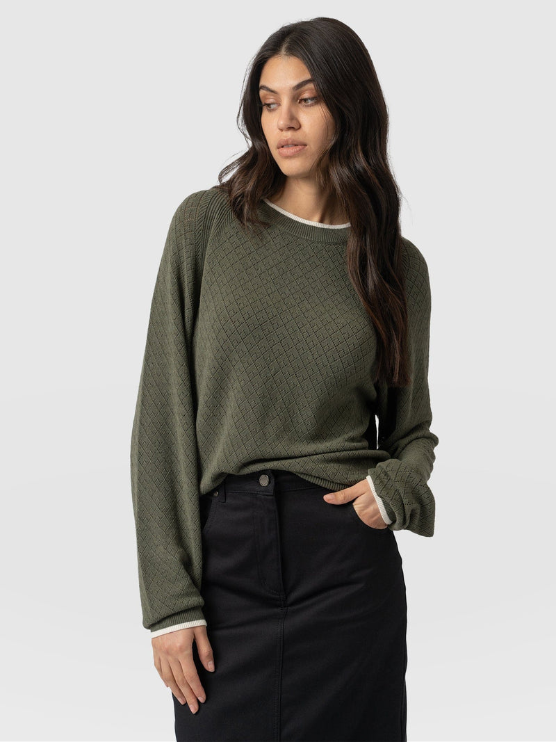 Diamond Knit Jumper - Khaki