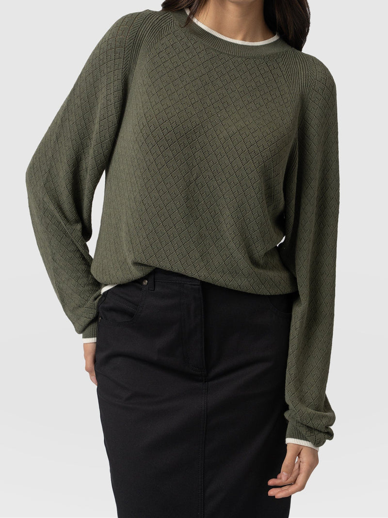 Diamond Knit Jumper - Khaki