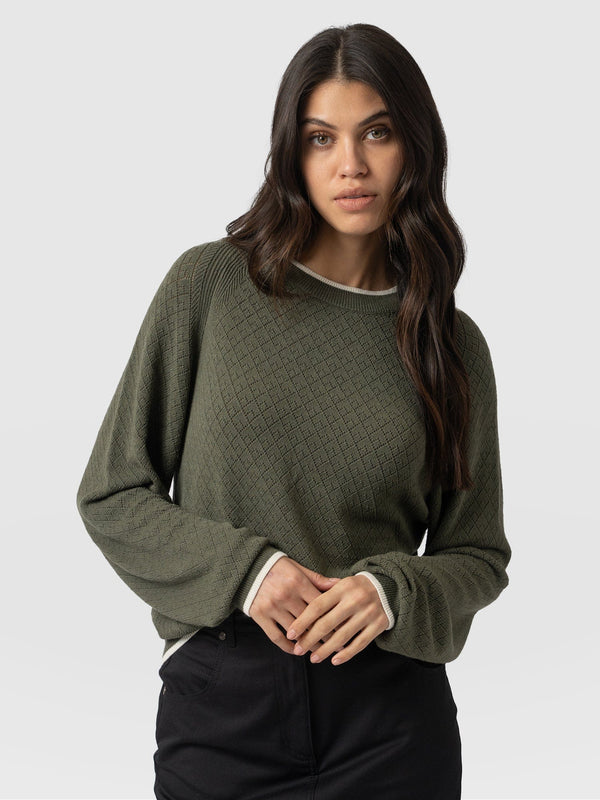 Diamond Knit Jumper - Khaki