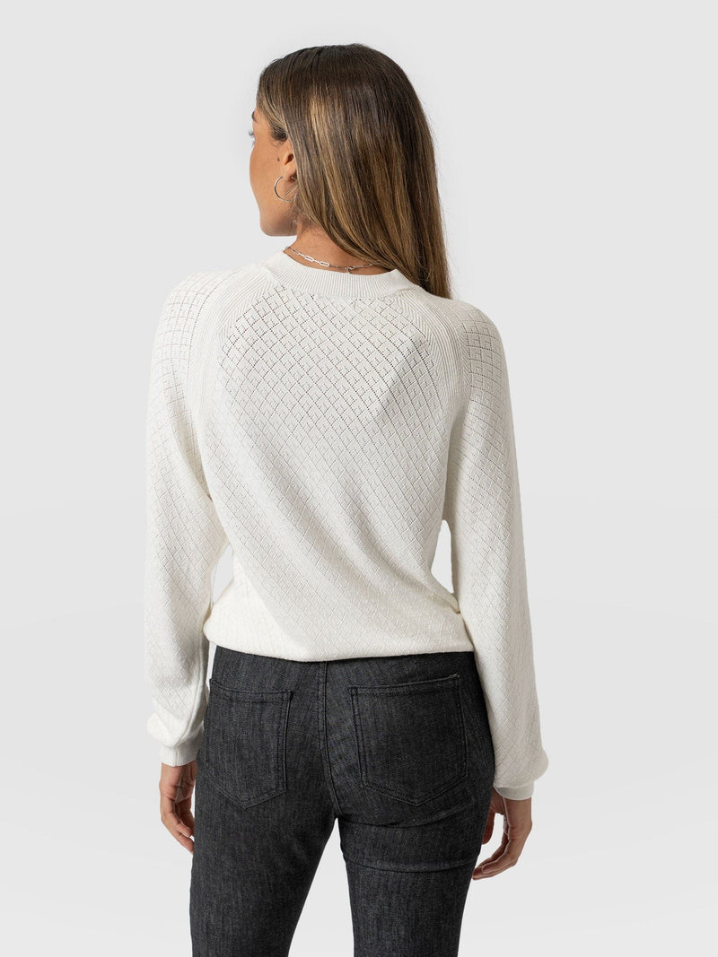 Diamond Knit Jumper - White