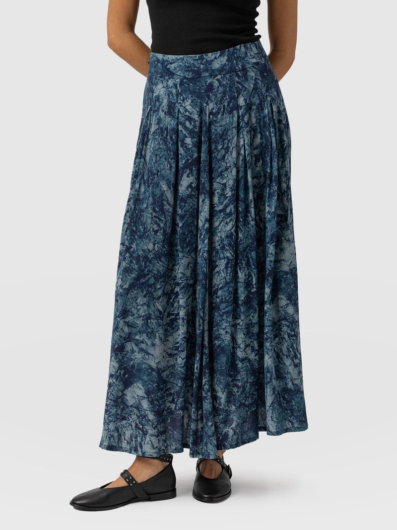 Eliza Pleated Skirt - Blue Marble