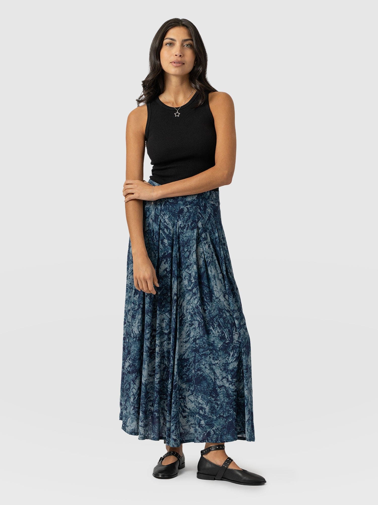 Eliza Pleated Skirt - Blue Marble