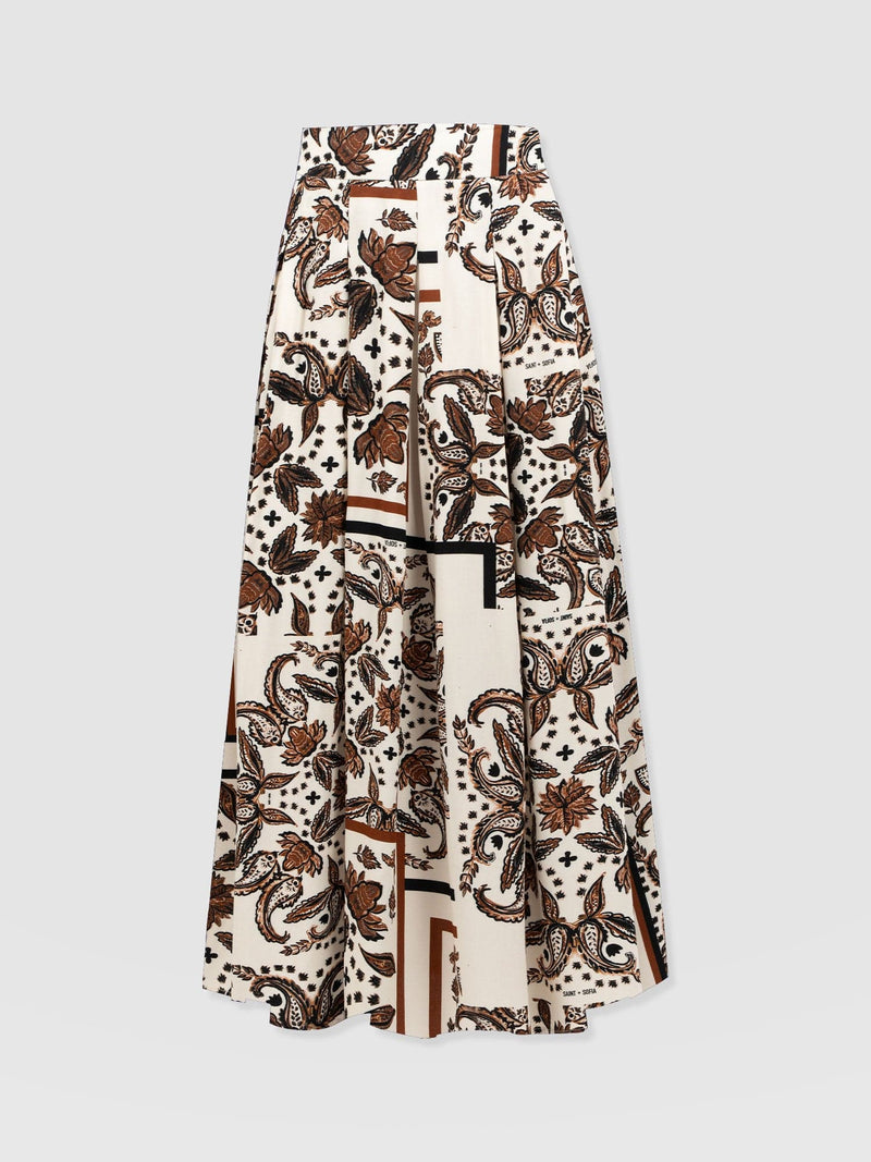 Eliza Pleated Skirt - Cream Paisley - Women's Skirts | Saint + Sofia? UK