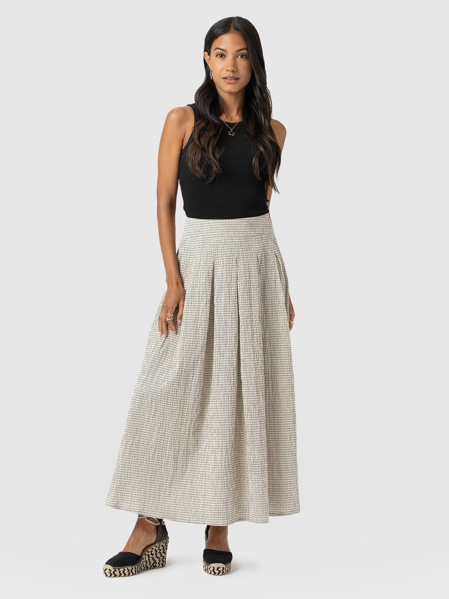 Eliza Pleated Skirt - Gingham - Women's Skirts | Saint + Sofia® UK