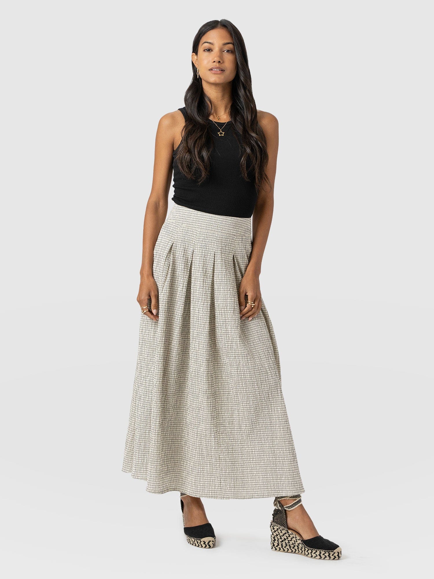Eliza Pleated Skirt - Gingham - Women's Skirts | Saint + Sofia® UK