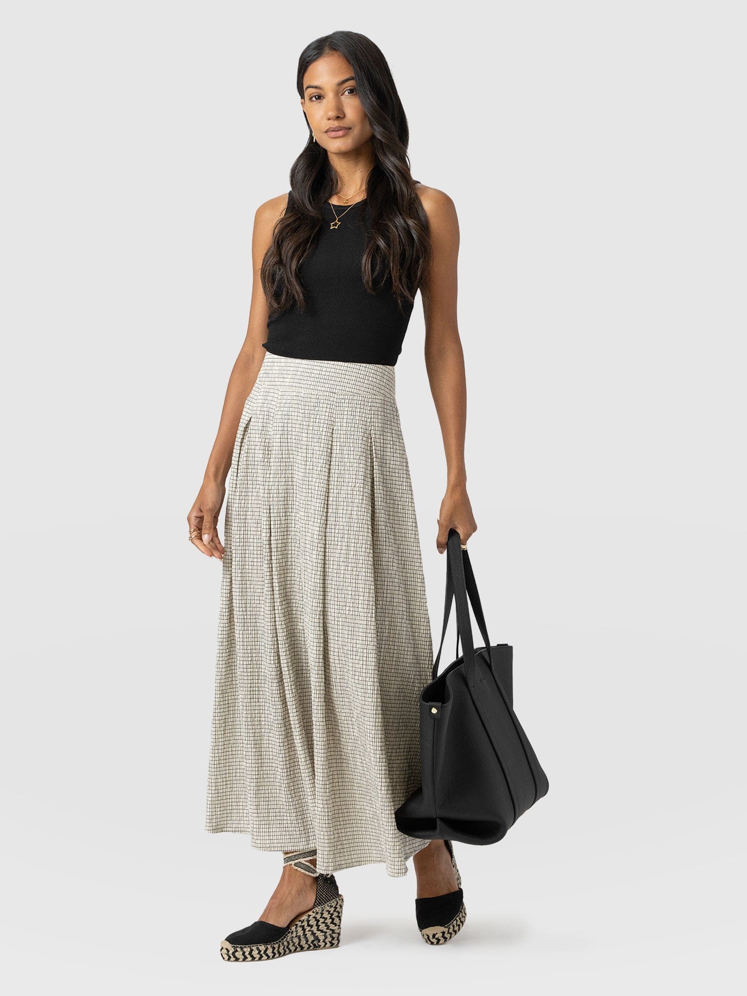 Eliza Pleated Skirt - Gingham - Women's Skirts | Saint + Sofia® UK