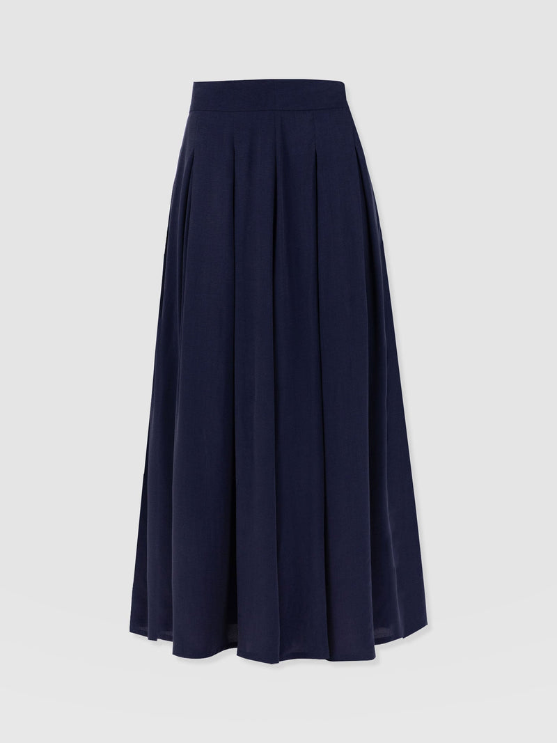 Eliza Pleated Skirt - Navy