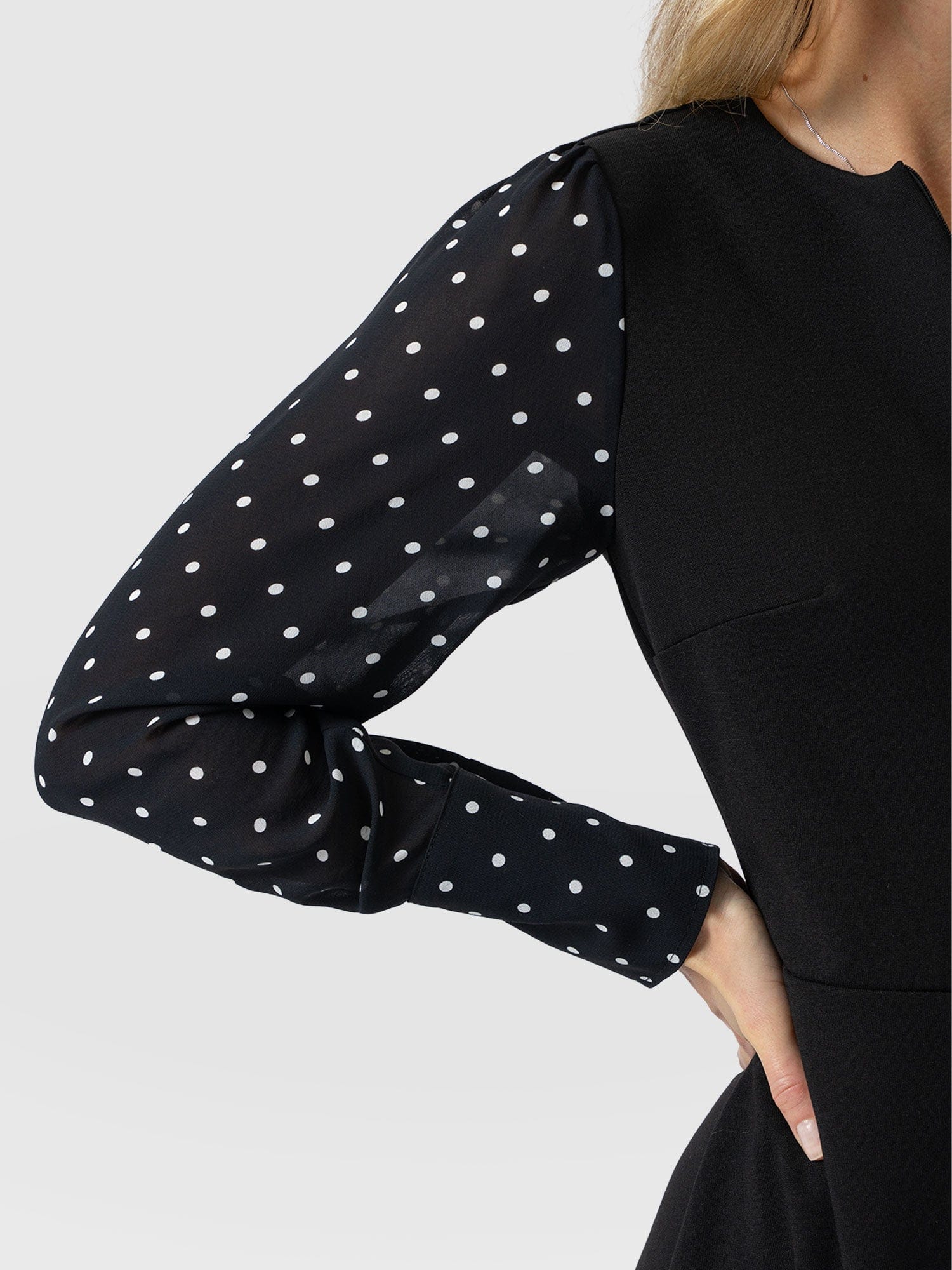 Ella Fit & Flare Dress - Black Polka Dot - Women's Dresses | Saint + Sofia® UK