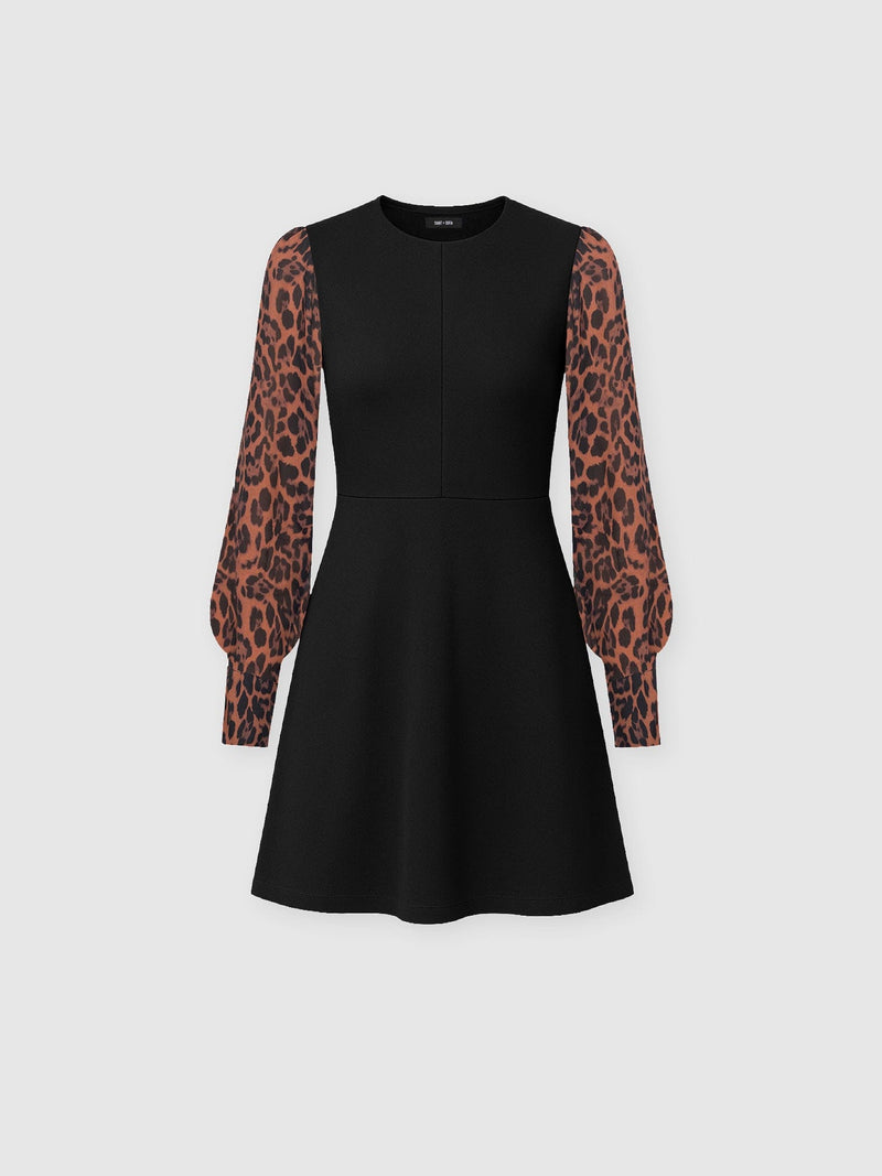 Ella Fit & Flare Dress - Brown Leopard