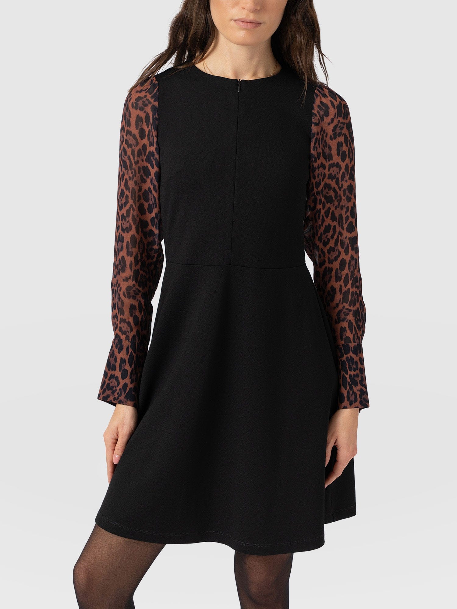 Ella Fit & Flare Dress - Brown Leopard
