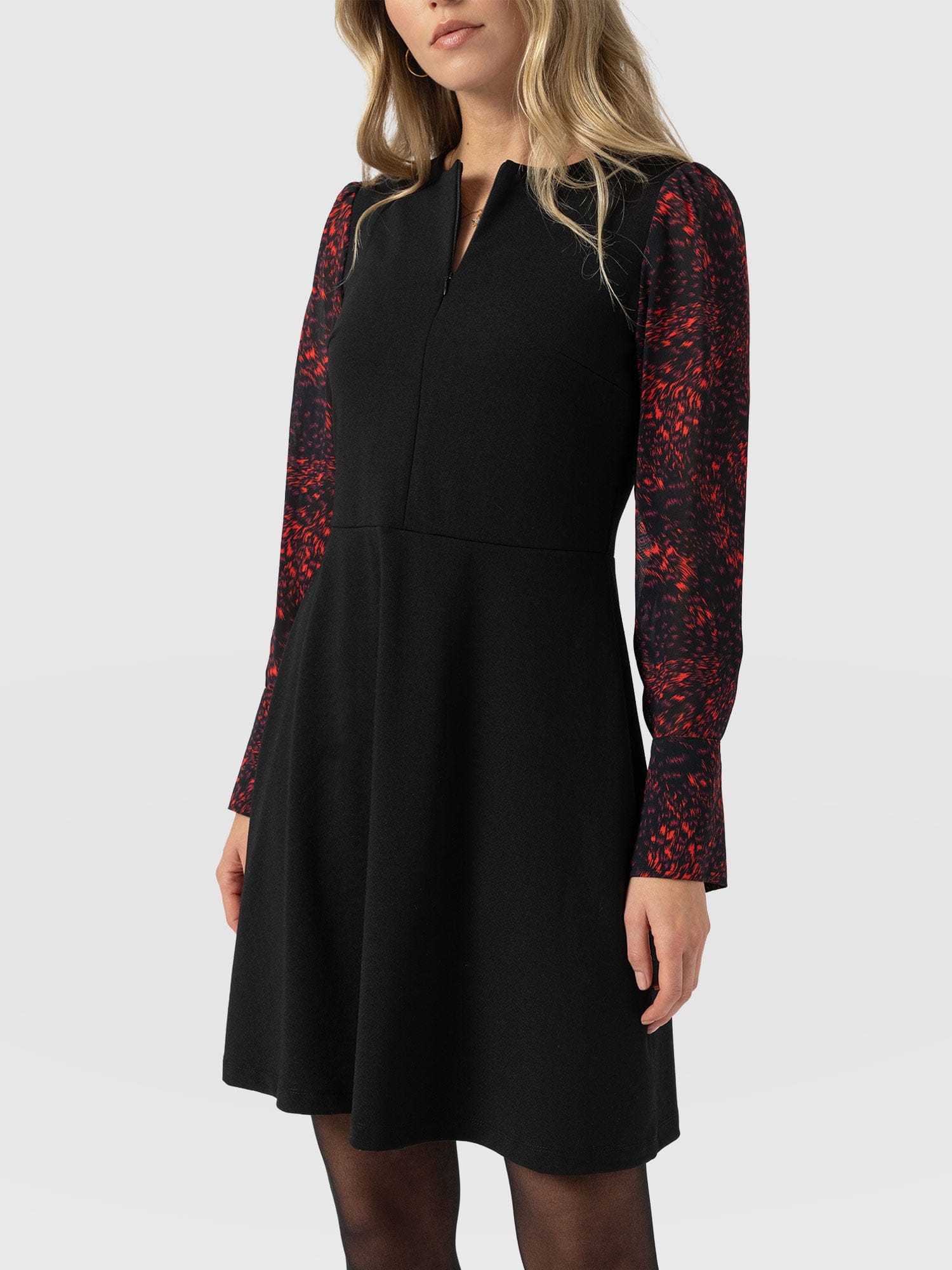 Ella Fit & Flare Dress - Red Fade Spot