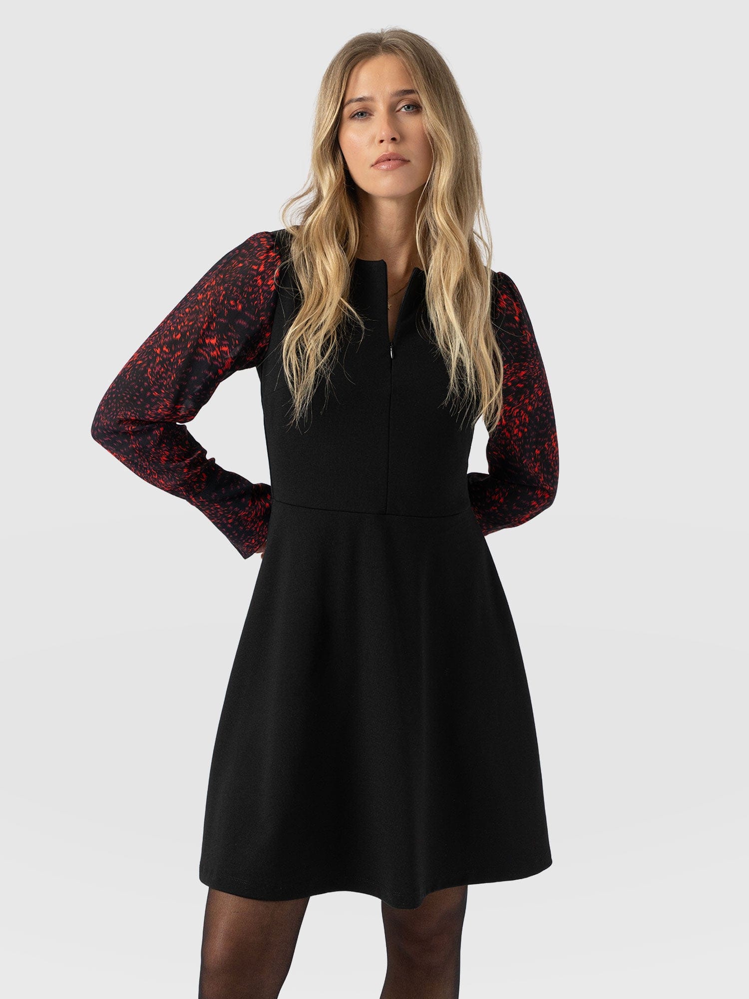 Ella Fit & Flare Dress - Red Fade Spot